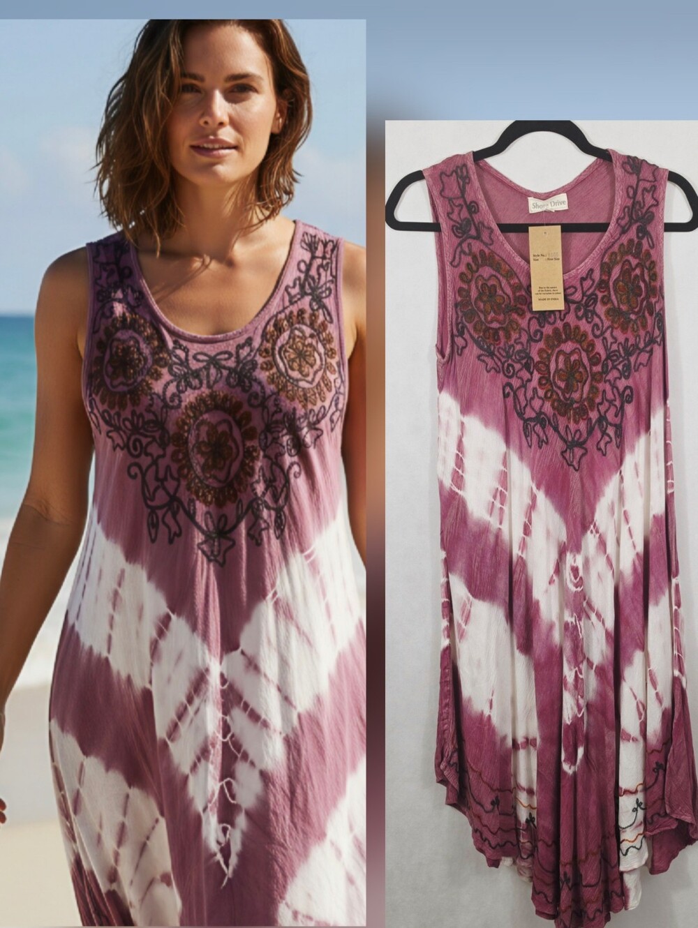 Shore Drive Tie Dye Embroidered Sundress